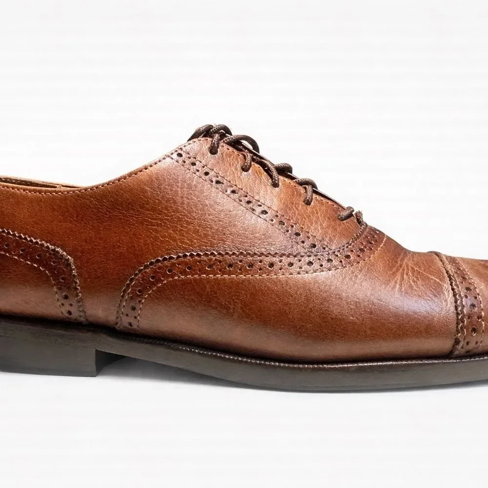 Cole Haan Men’s Brown Leather Cap Toe Oxford Dress Shoes Lace Up Size 6.5–7